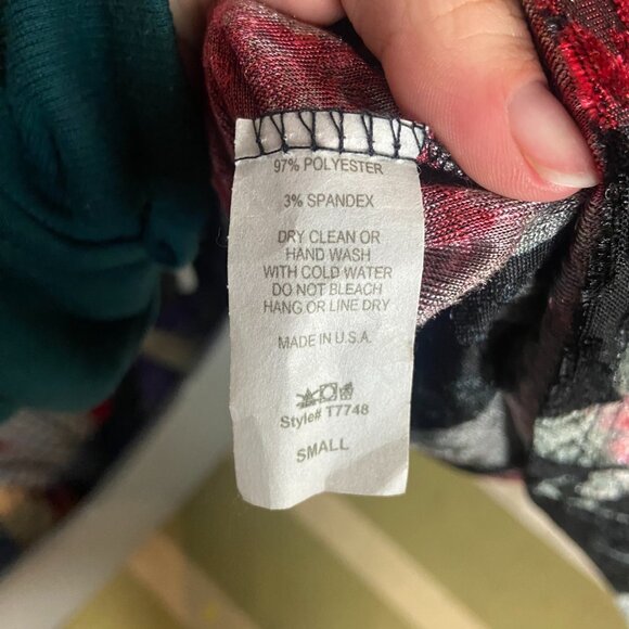 Mts Size S Black Short Sleeve Velvet Burn Out Blouse Top Dark Floral Whimsigoth - Picture 2 of 6